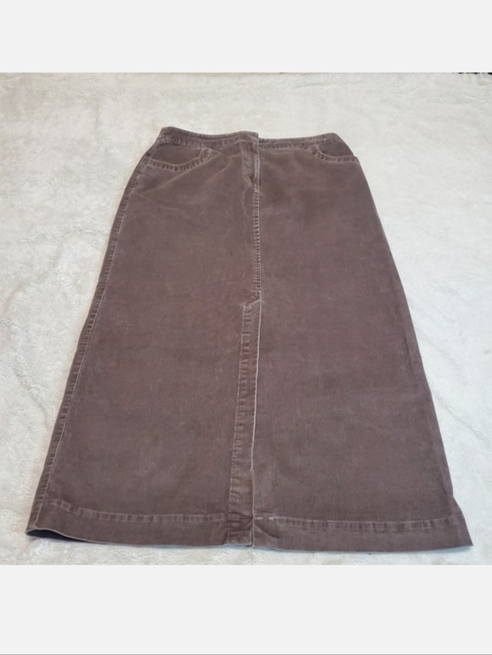 J. Jill Gray Corduroy Cottagecore Y2K Boho‎ Stretch Front Slit Maxi Skirt 12
